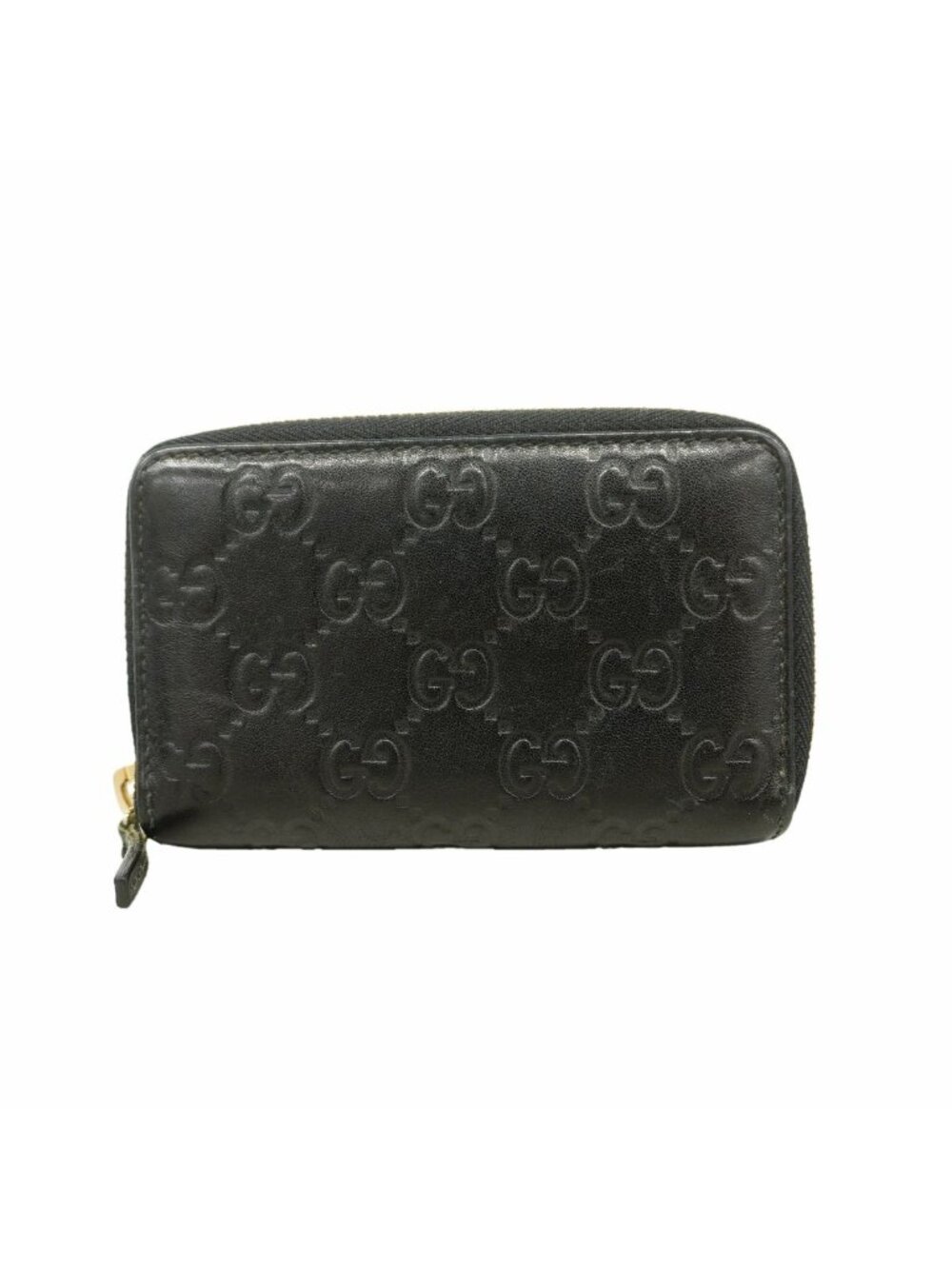 Gucci Coin Purse Guccissima Leather Black Champagne Gold - Picture 1 of 7